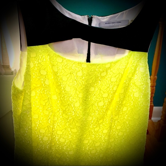 Designer Marc New York Yellow Lace Cutout Stunning Dress Size 10 - Picture 14 of 16